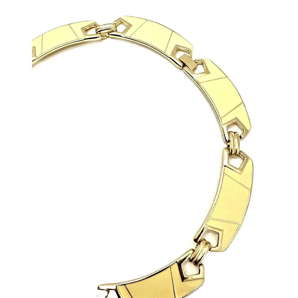 Vintage Marlyn Schiff Enamel Choker Necklace Ivory Gold Tone Statement Collar